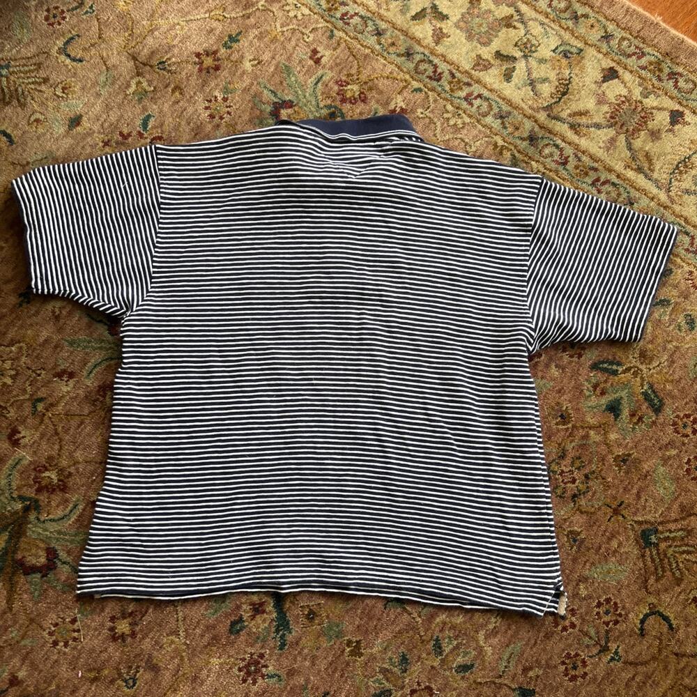 Vintage Tommy Hilfiger 1/4 Zip Striped Navy/White Polo Red Cotton Crest H Logo L - Picture 9 of 9